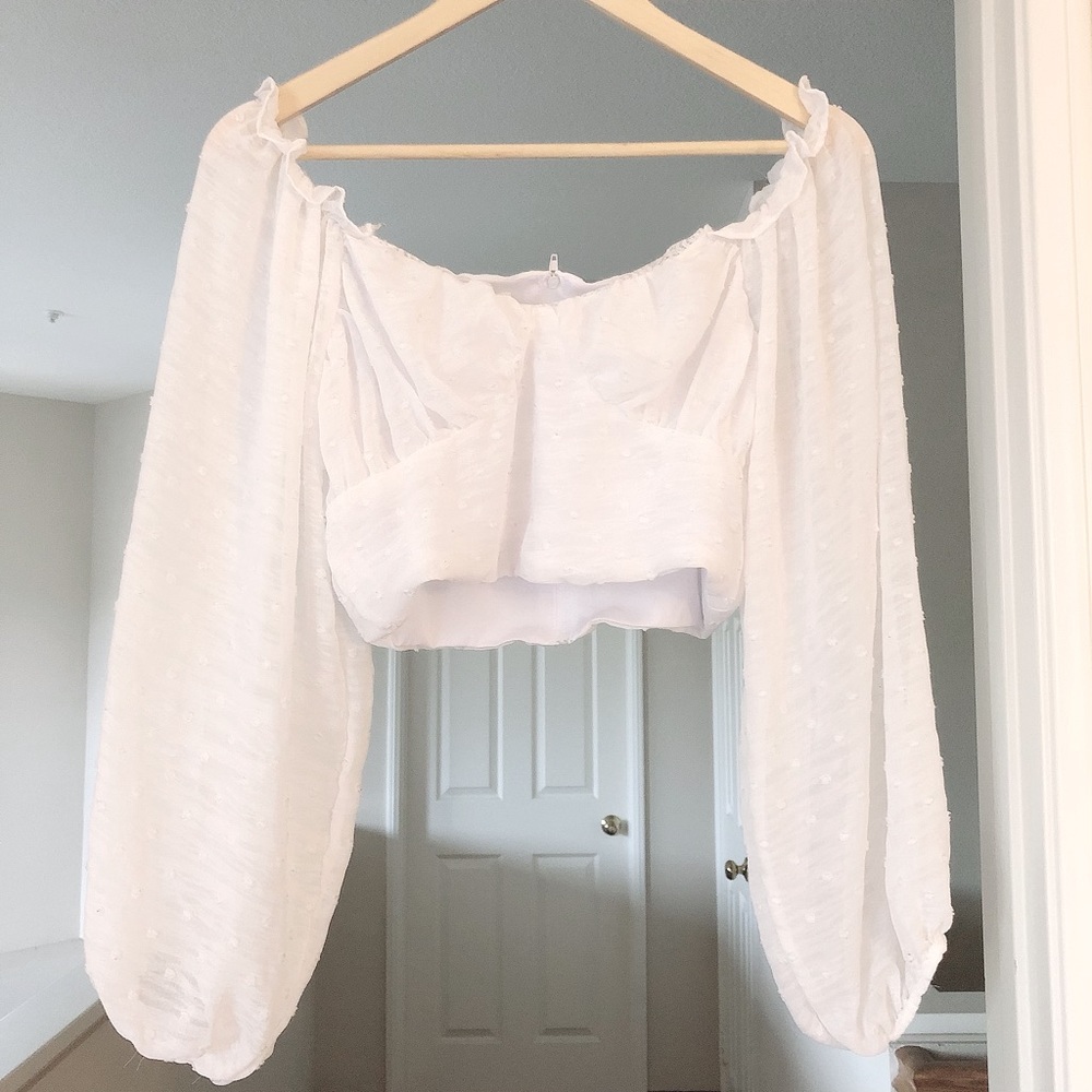 Feminine Frilly Crop with Soft Bell Sleeves